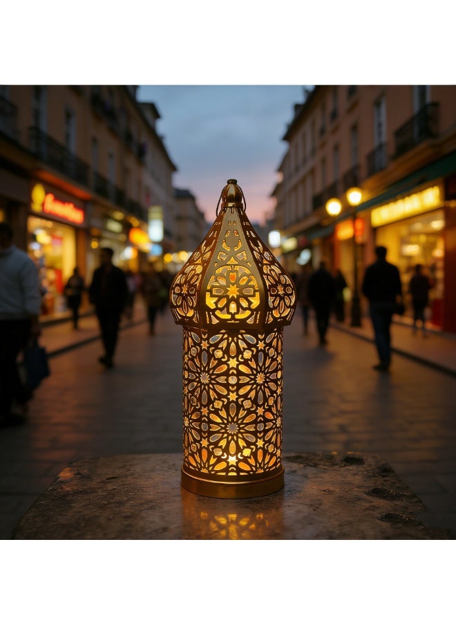  CityRiya-Long فانوس رمضان، ديكورات رمضان للمنزل، ضوء ديكور رمضان، ديكور فوانيس رمضان، ديكور فانوس شمعة مغربي عتيق، قطعة مركزية للطاولة، هدية عيد مبارك للمنزل (M) - Image 1